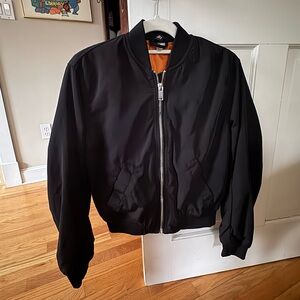 H&M Black Bomber Jacket with Orange Lining